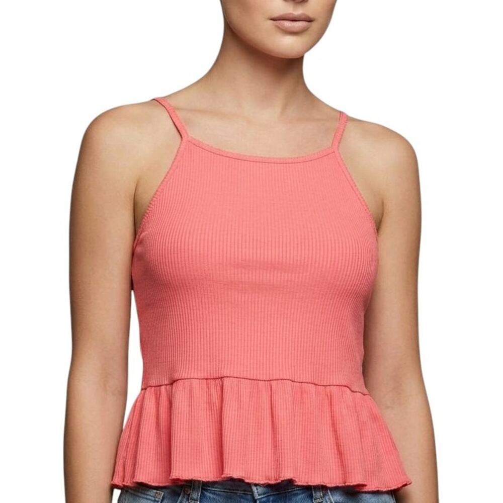 American Eagle Soft & Sexy Ribbed Peplum Tank Top Women's Pink Size XS NWOT